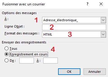 boite de dialogue excel